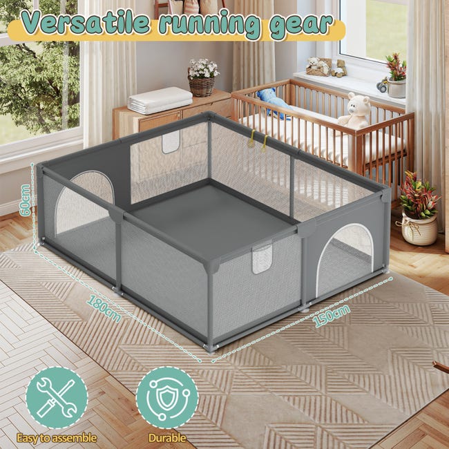 Aire De Jeux Enfant Intérieur Extérieur Parc Bébé Pliable 150x180 Cm - XXL - Avec Base Antidérapante Et Toile Oxford - Pour Intérieur Et Extérieur Aire De Jeux Enfant Intérieur Extérieur Parc Bébé Pliable 150x180 Cm - XXL - Avec Base Antidérapante Et Toile Oxford - Pour Intérieur Et Extérieur