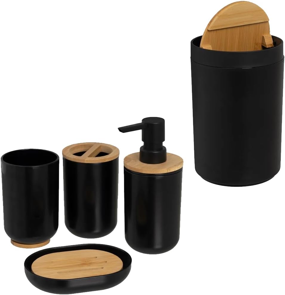 Tigrezy Elegante Set Di Dispenser Di Sapone In Vetro Con Vassoio Decorazione In Bianco E Nero Per Bagno E Cucina Capacita 500 Ml Nero 79790578