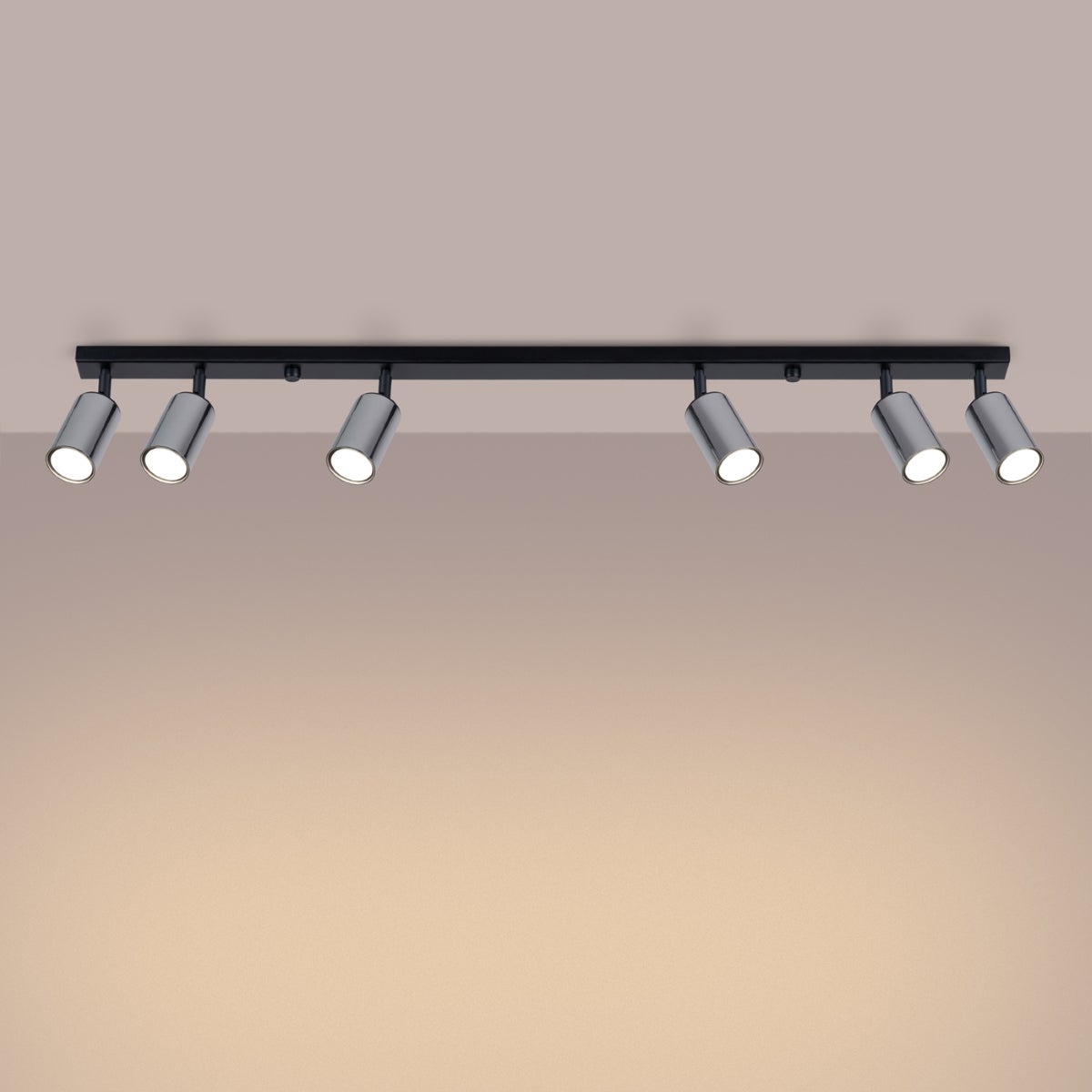 Plafon GLOIS 6L czarny/chrom LED 3000K - 118x6x18.5cm Sollux
