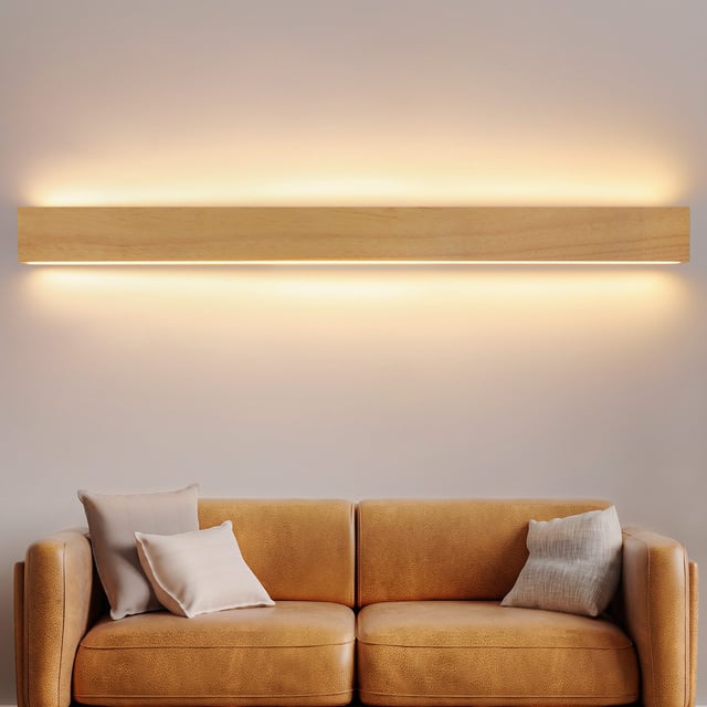 NETTLIFE Applique murale led lampe murale d'intérieur en bois - 100 cm 36w moderne lumière indirecte haut et bas 3000k éclairage mural blanc chaud