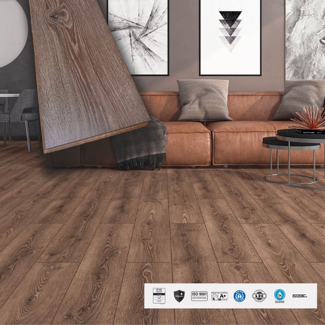 Piso laminado AC4 8mm Click-to-Register BOSPHORUS 193x1205mm chanfrado - 15 anos de garantia (preço por m²)