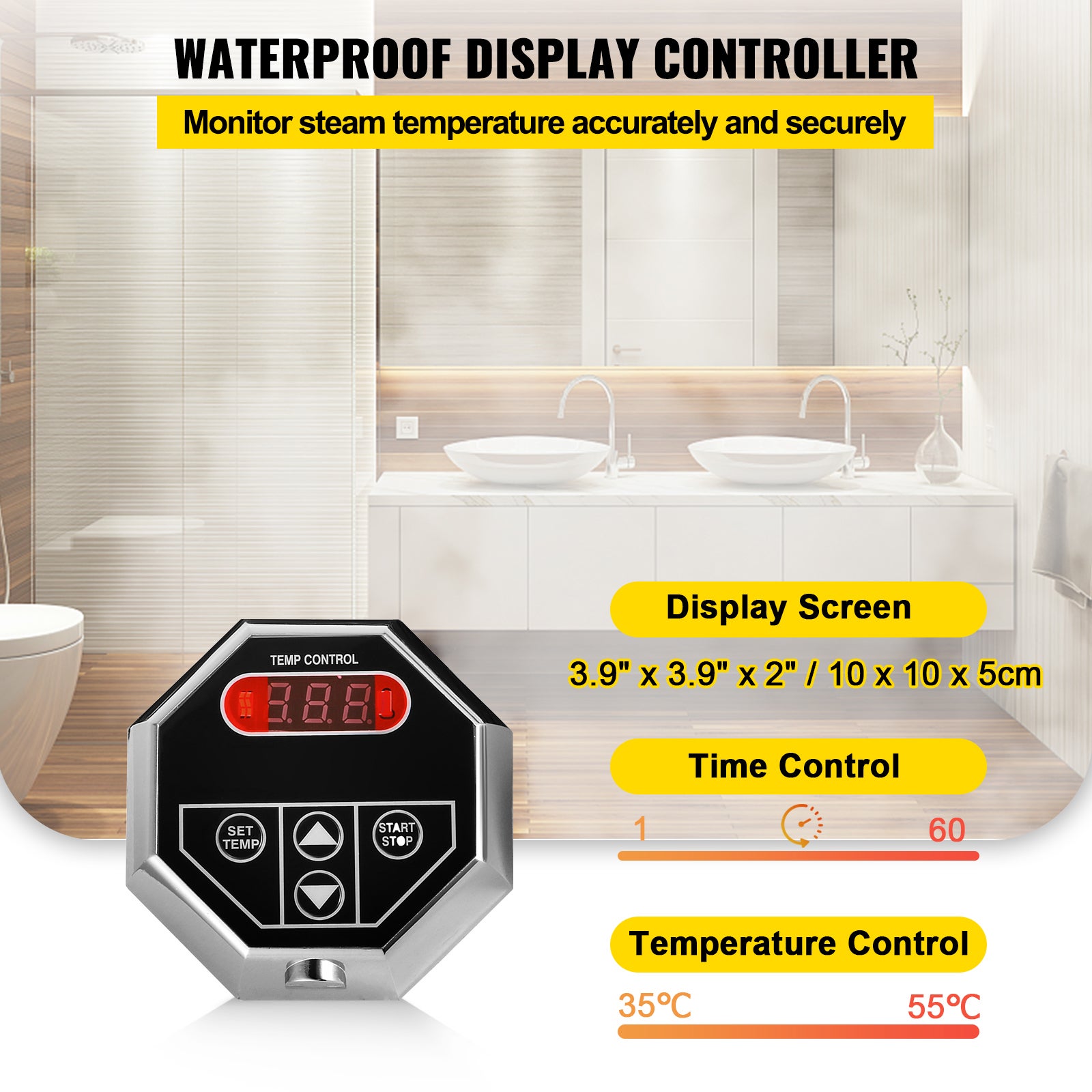 Générateur de vapeur 6 kW sauna,SucceBuy douche,spa à domicile,bain,luxe,220V,inox,blanc - 4