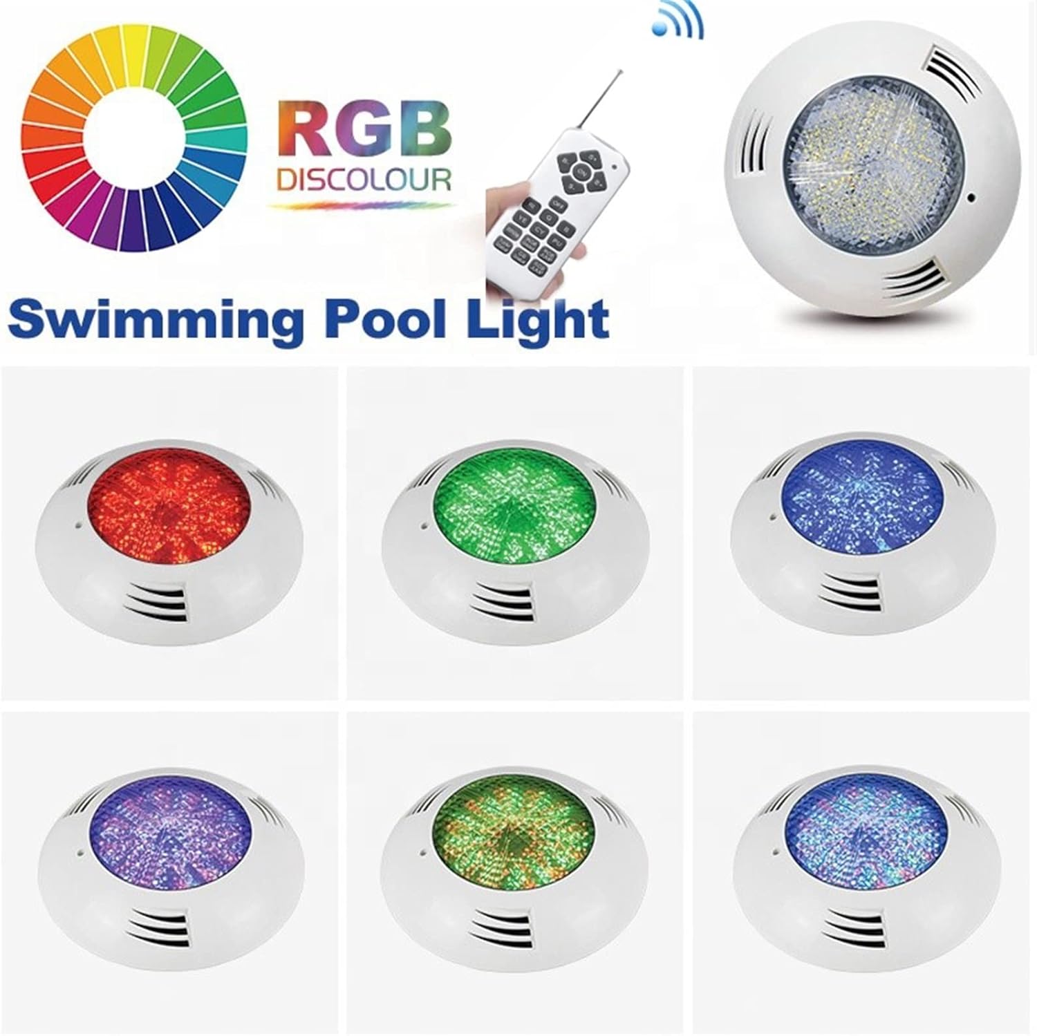 Lâmpada LED para piscina, RGB 35W, luz subaquática para piscina, à prova d'água IP68, projetor de piscina com controle remoto 12V - 2