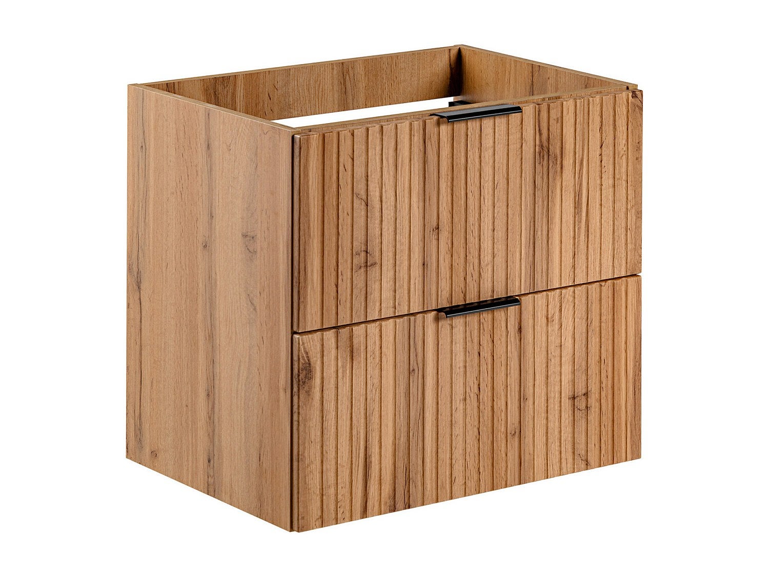 Meuble sous vasque suspendu strié - Naturel clair - L60 cm - ZEVARA - 4