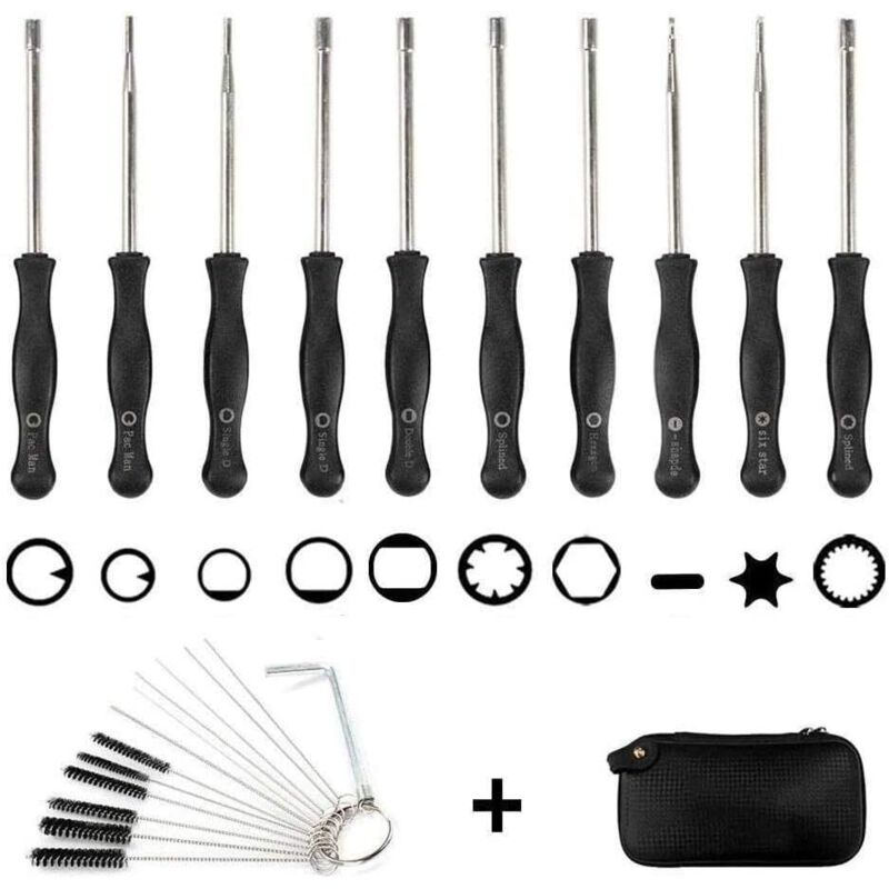 Set șurubelnițe carburator 10 piese + geantă EVA + perie de curățare, set scule reglare carburator
