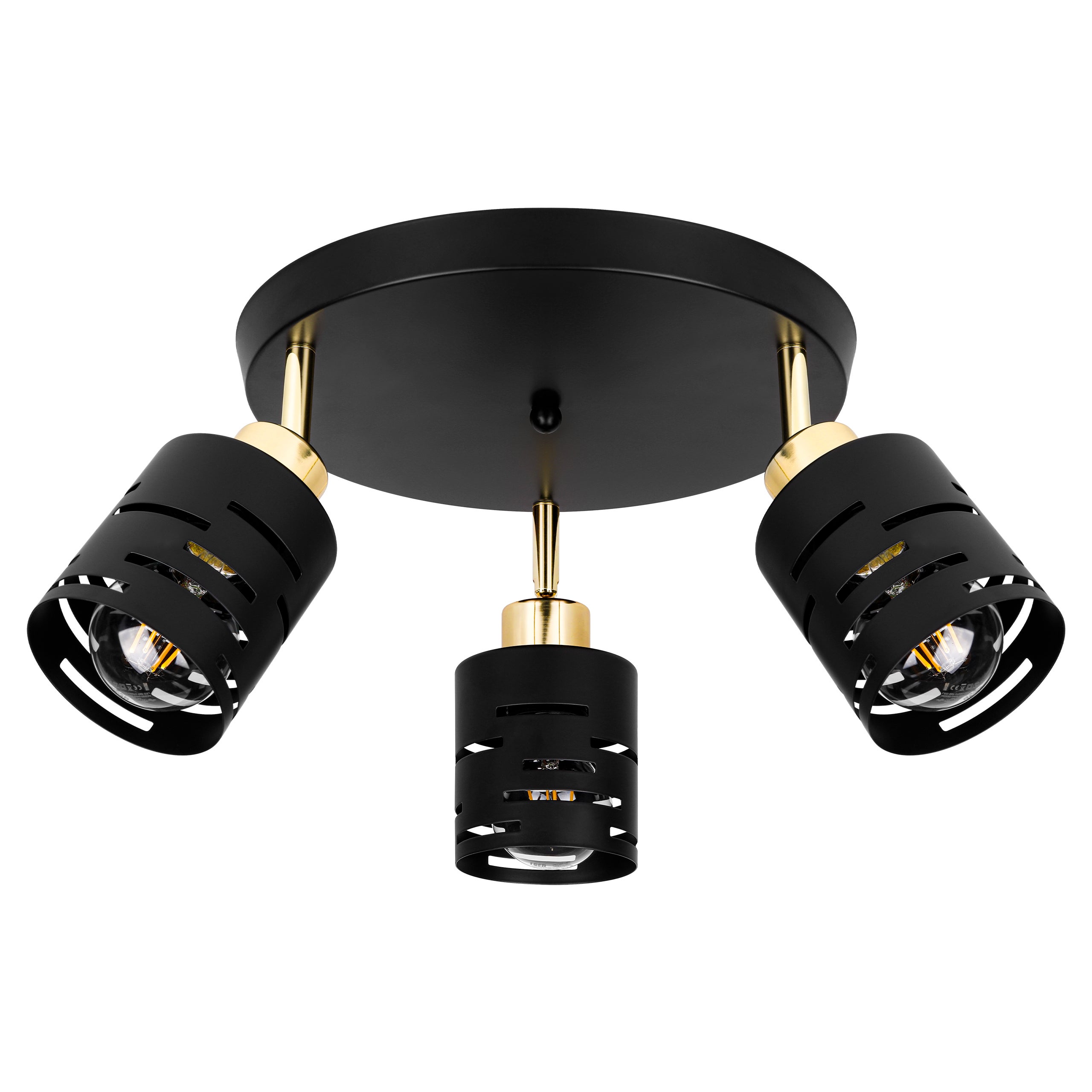Lampa sufitowa 3x E27 LED Elen ruchoma wisząca IP20 czarna złota kinkiet żyrandol MasterLED
