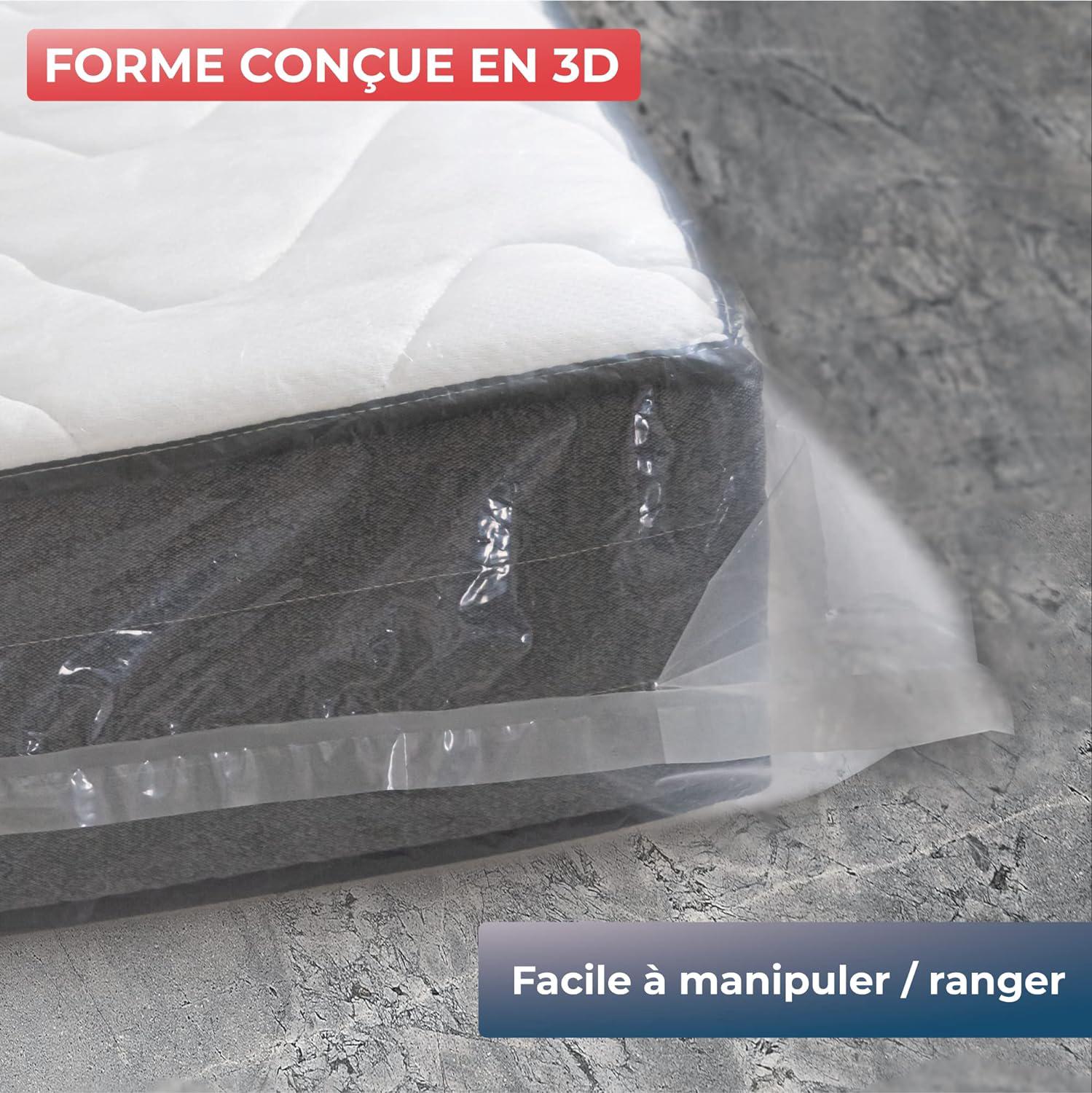 Housse de Protection en Plastique pour Matelas avec Zip Pratique, Sac de Rangement Imperméable et Résistant aux Déchirures(150x200x25cm) - 3