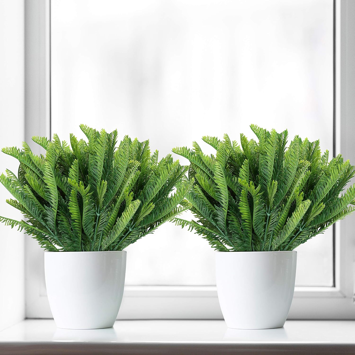 Fougere Artificielle (Lot de 6) - Plante Artificielle Interieur/Extérieur - Feuillage Artificiel pour Salon, Jardin, Décoration de Mariage, Bureau - 4