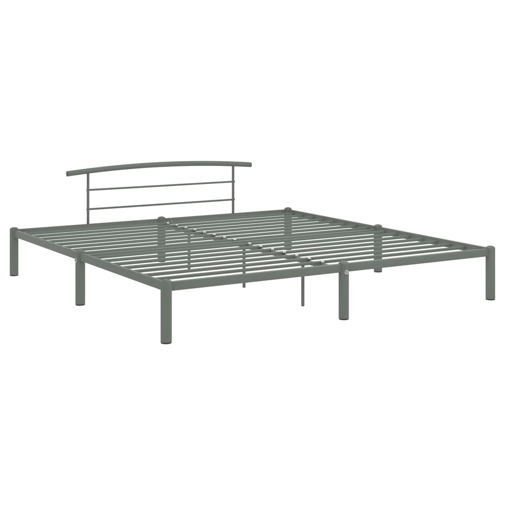 Łóżko Metalowe Szare Rama Łóżka Ze Stelażem Do Pokoju Sypialni 200 x 200 cm