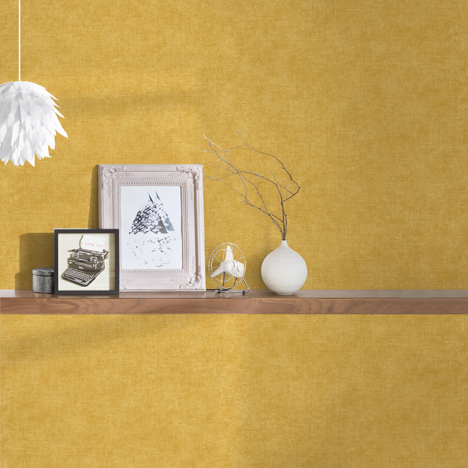 Papel pintado mostaza papel pintado efecto textil mate elegante para dormitorio, pasillo y salón papel pintado boho chic vinílico