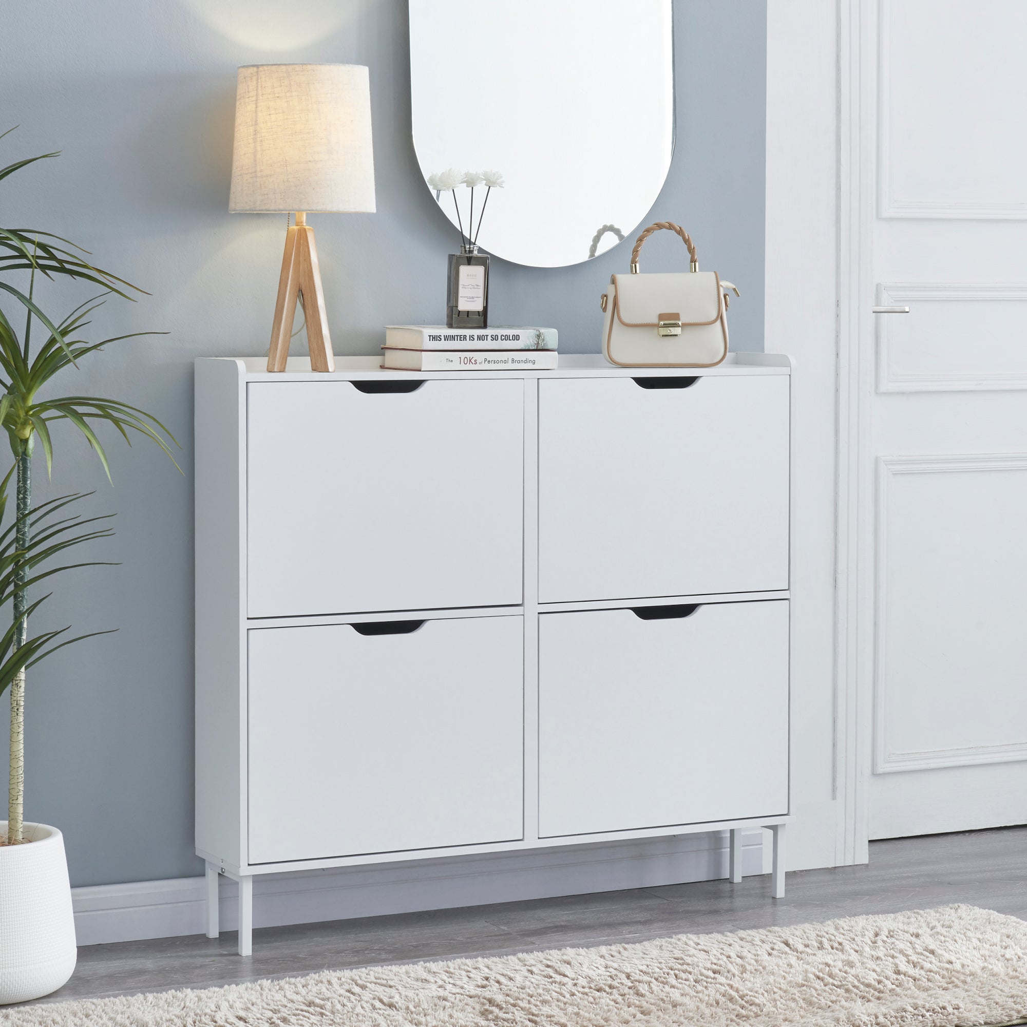 HOMCOM Mobile Scarpiera Con 4 Cassetti A Ribalta E 2 Cassetti Scorrevoli Bianco 87244899