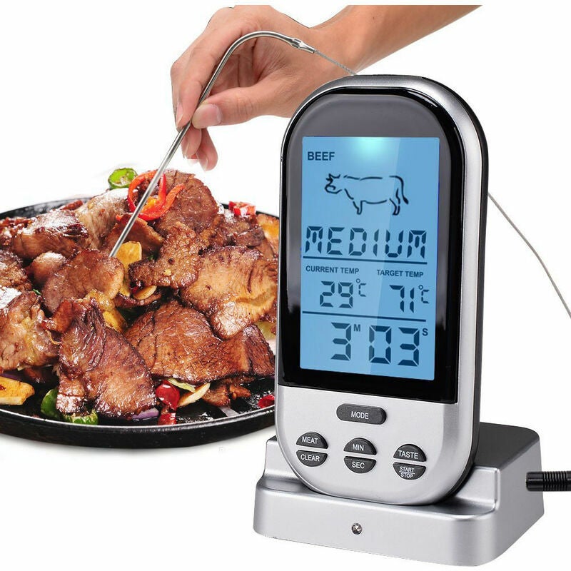 Cyfrowy Termometr do Mięsa Bezprzewodowy Zdalny Termometr Kuchenny do Mięsa Rybnego Timer Wędzarniczy Wodoodporny Termometr Grillowy