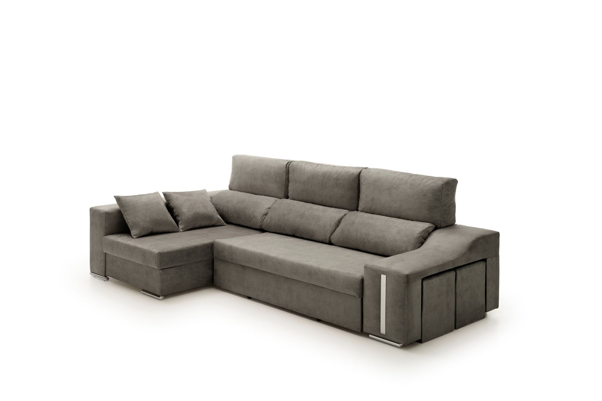 Velare  Sofa Chaise Longue Cama Con Arcón Y Puff Giuliana Izquierda Gris/Oscuro , Leroy Merlin
