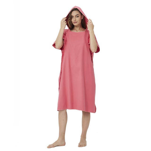 Poncho de surf, pour femmes, hommes, adultes et adolescents, poncho de bain ultra-léger et à séchage rapide, poncho-serviette en microfibre (rouge)