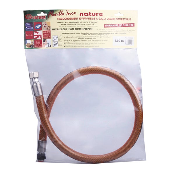 Flexible inox butane propane 15x21 Femelle - 20x150 Femelle Long 1250mm
