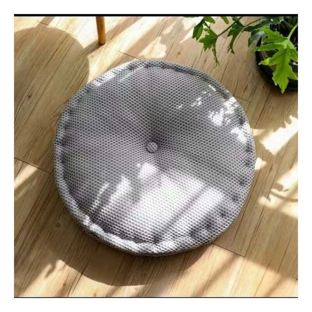 Coussin Rond Décoratif Gris - 36 Cm Diamètre X 4 Cm épais - NEUF - Polyester