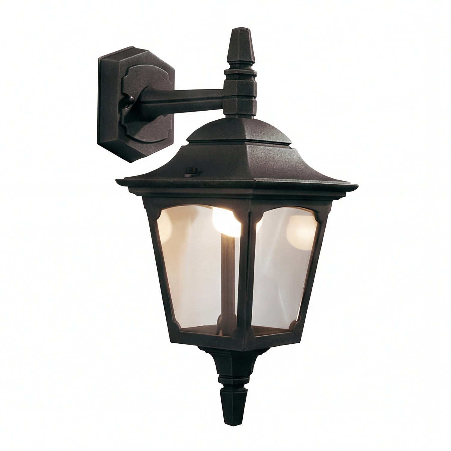 Aplique exterior negro vidrio metal ip44 e27 b:17 cm farola lámpara balcón