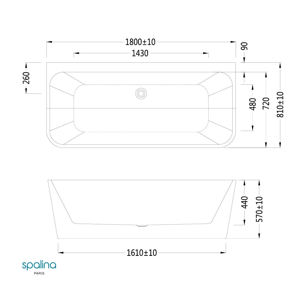 Baignoire Ilot Mint 180 blanche 180 x81 x57 cm, by SPALINA - 10