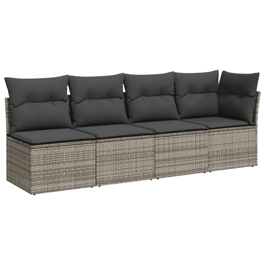 Set Divani da Giardino 7 pz con Cuscini Grigio in Polyrattan vidaXL - 5