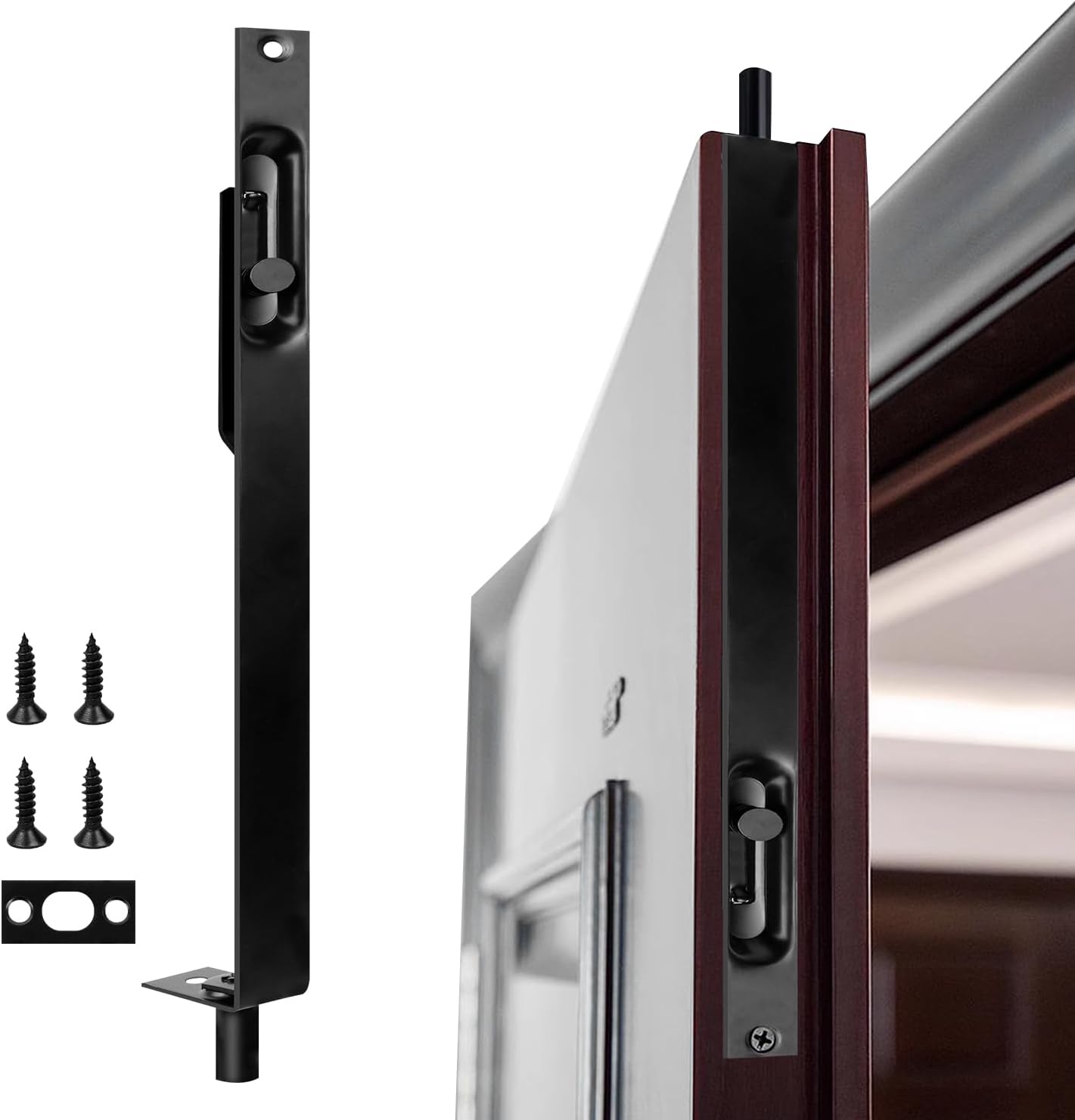 Leroy Merlin Cerradura deslizante empotrada de 32,5 cm, cerradura de seguridad invisible para puertas, terrazas y portones. 