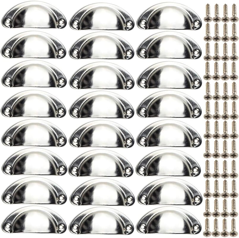 24 szt. metalowych gałek do drzwi w stylu retro, uchwytów do szuflad, żelaznych uchwytów meblowych, dekoracji do szuflad (srebrnych)