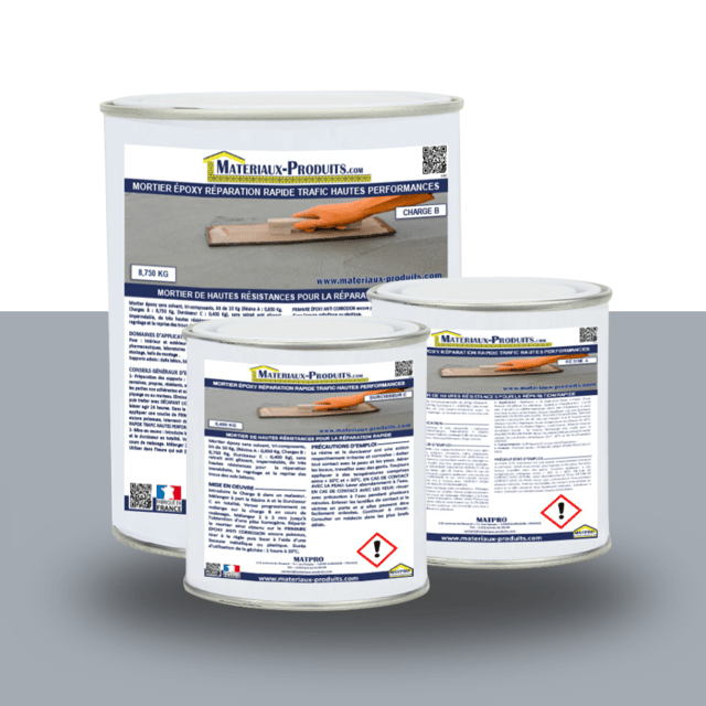Mortier époxy réparation rapide trafic hautes performances Kit de 5 Kg Gris Béton RAL 7040 - MORTI185 - MATPRO