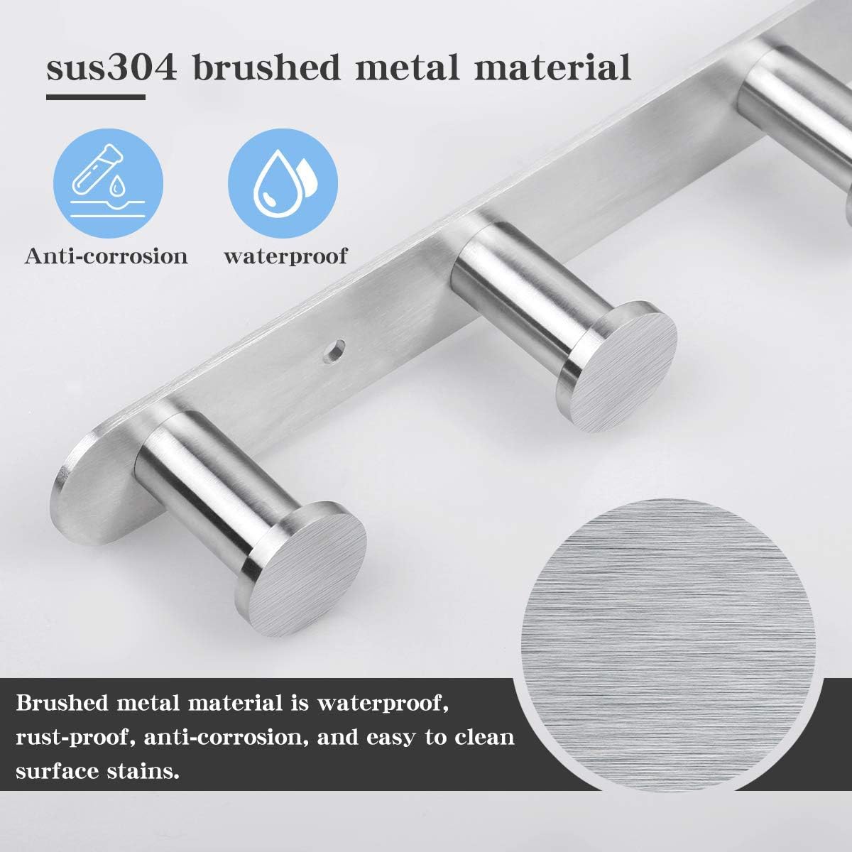 Appendiabiti Da Parete In Acciaio Inox 304 Con 4 Ganci – Portaoggetti Rustico Grigio Per Bagno, Cucina E Ingresso – Portata 8,2 Kg – Facile Installazione