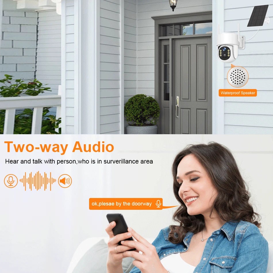 Caméra de surveillance solaire,détection humaine par IA,WiFi 4G/2,4 GHz,caméra extérieure,idéale pour la sécurité domestique,( 64 Go incluse)-MOORLE - 5
