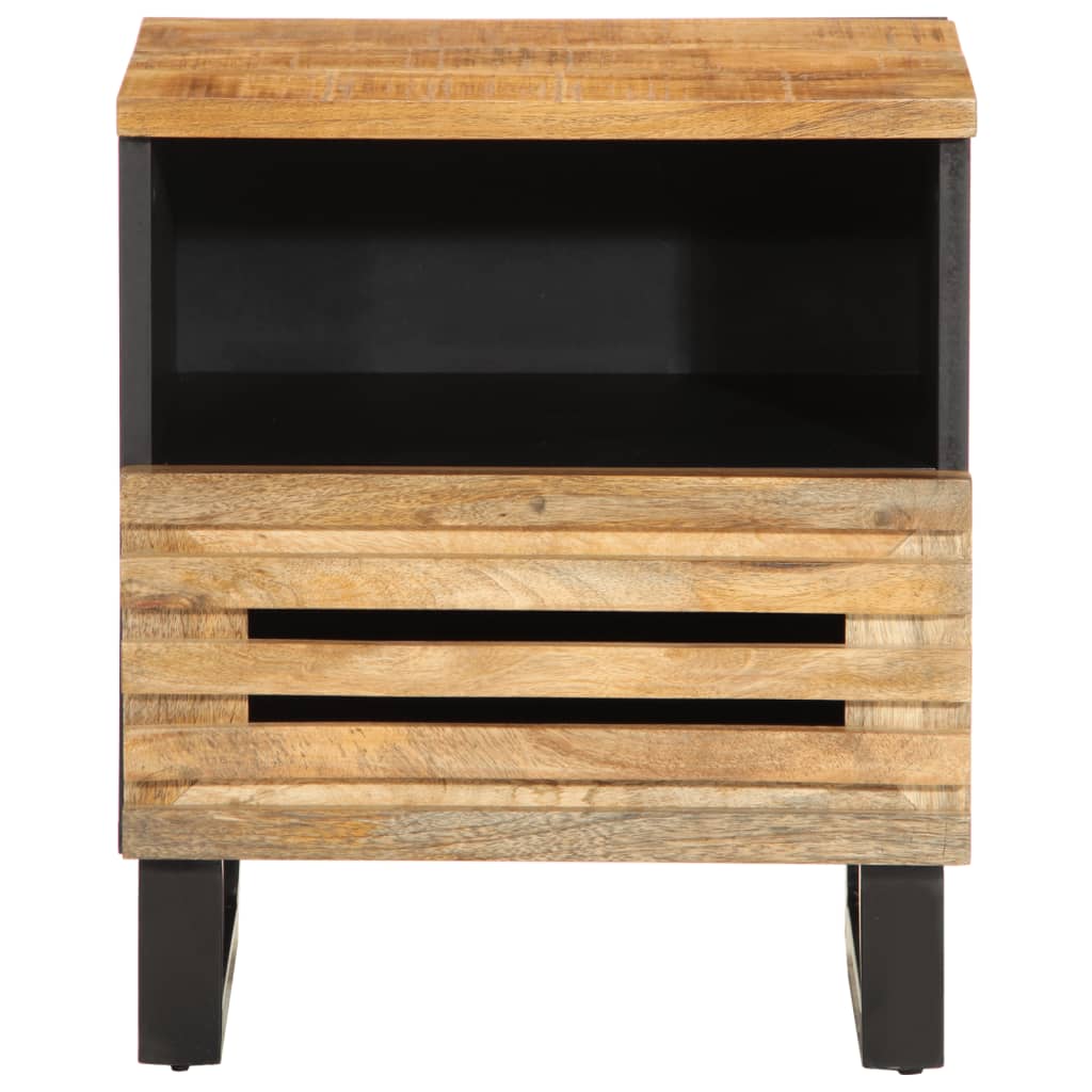2 pcs Mesas de cabeceira，Mesita de noche，Mesa Auxiliar 40x34x46 cm mangueira áspera maciça CFW559879 - 4