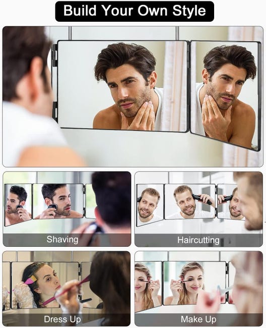 Select Mirrors Miroir Triple Plis Coiffeuse Ella - 74x55cm Noir Mat