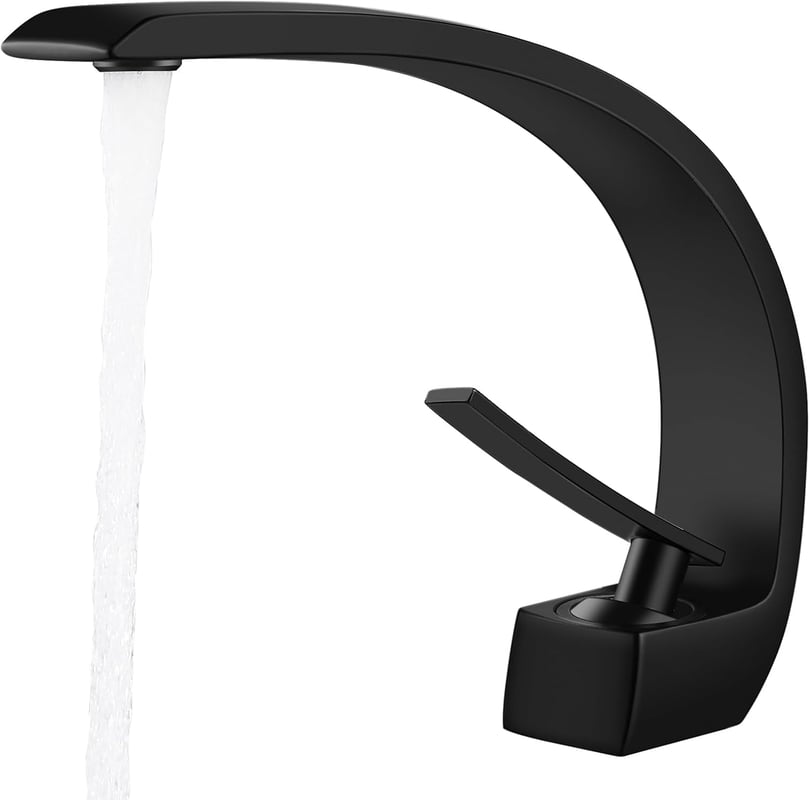 Czarny kran łazienkowy z mosiężną baterią mieszającą do umywalki - z ciepłą i zimną wodą do łazienki, toalety lub toalety dla gości