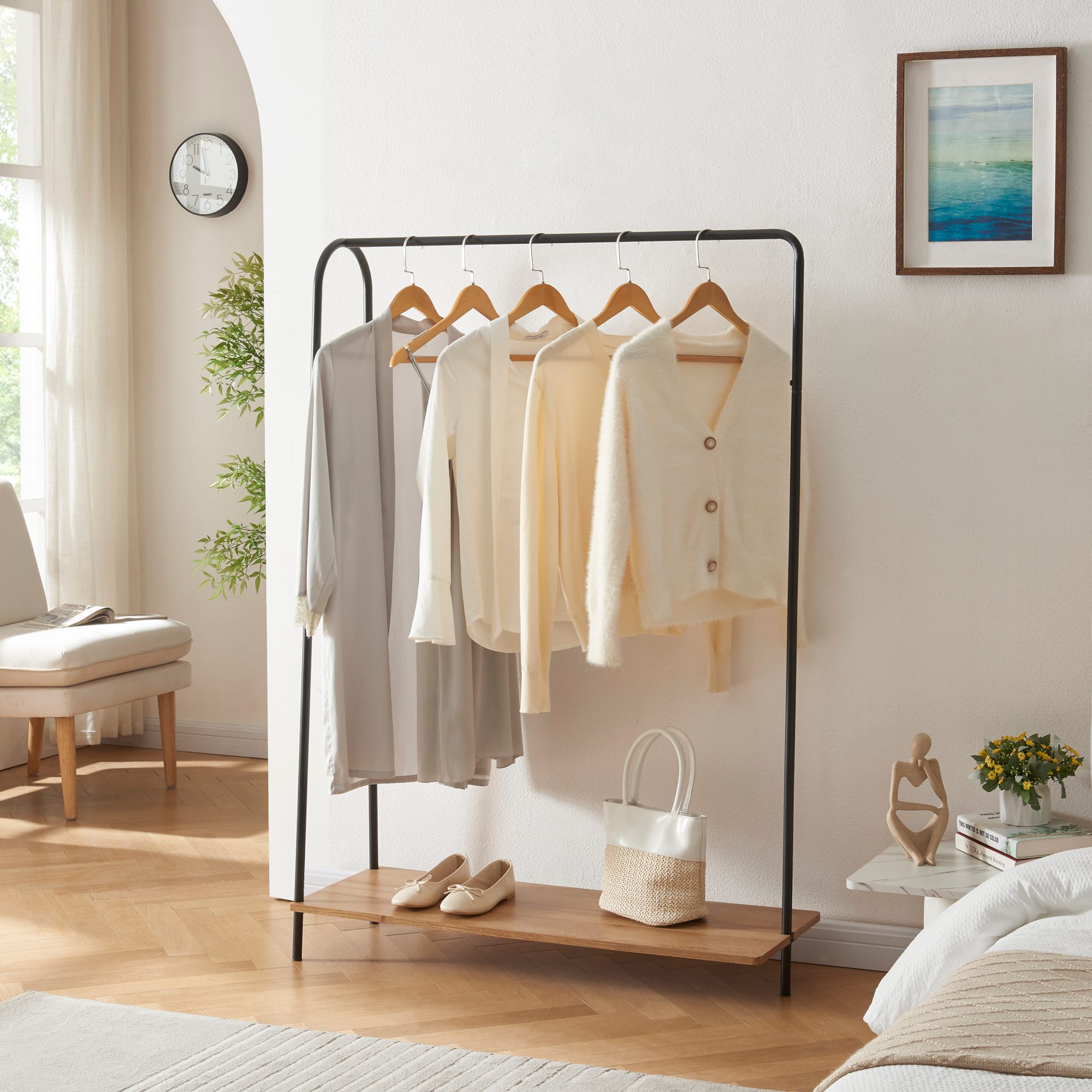 Stand Appendiabiti AQRA In Metallo - Ripiano Regolabile, 4 Metodi Assemblaggio, Grande Capacità - Foto 10