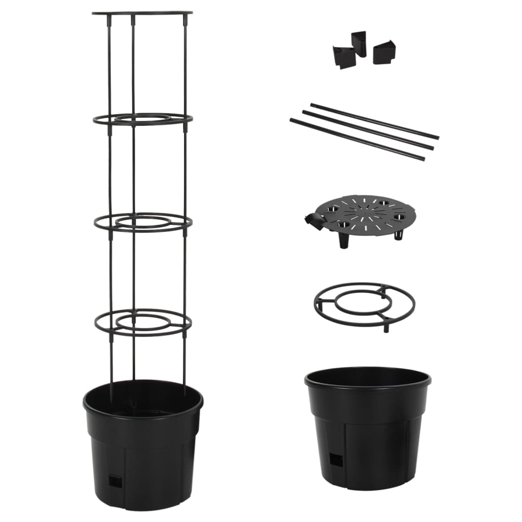 Jardinière de jardin | Pot de Fleurs à tomate Anthracite Ø29,5x115 cm Polypropylène CFW68336 - 2