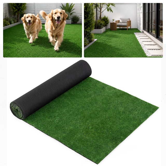 Gazon Synthétique Artificiel 1x5 M, Tapis Pelouse Synthétique 7mm, 4 Nuances Réalistes, Fibres Résistantes à la Perte, Trous de Drainage, Découpable