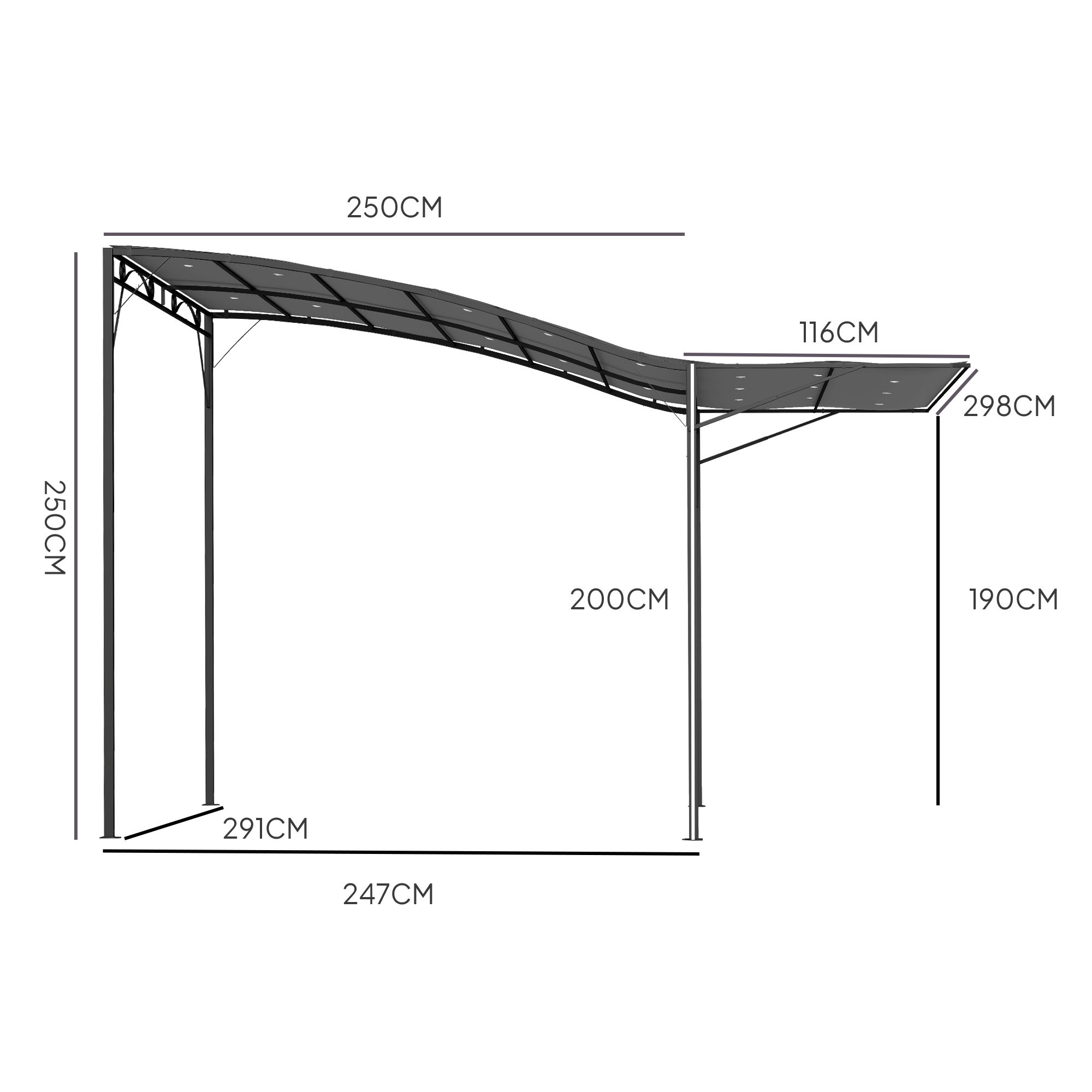 Pergola Gris en Acier 7.5 m² - 3