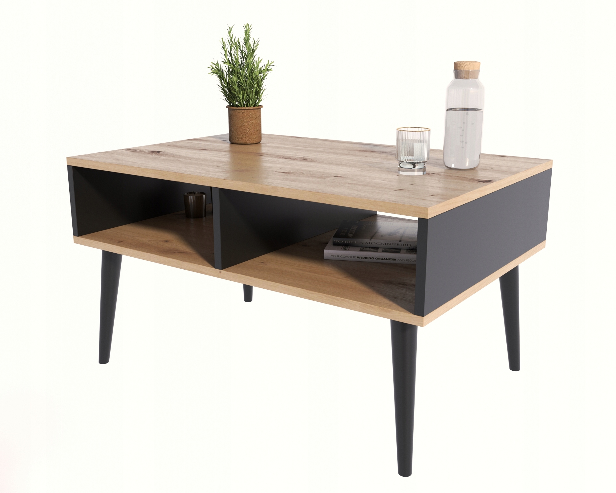 Ława ISLA dąb artisan-czarny-czarny stolik kawowy skandynawski PER