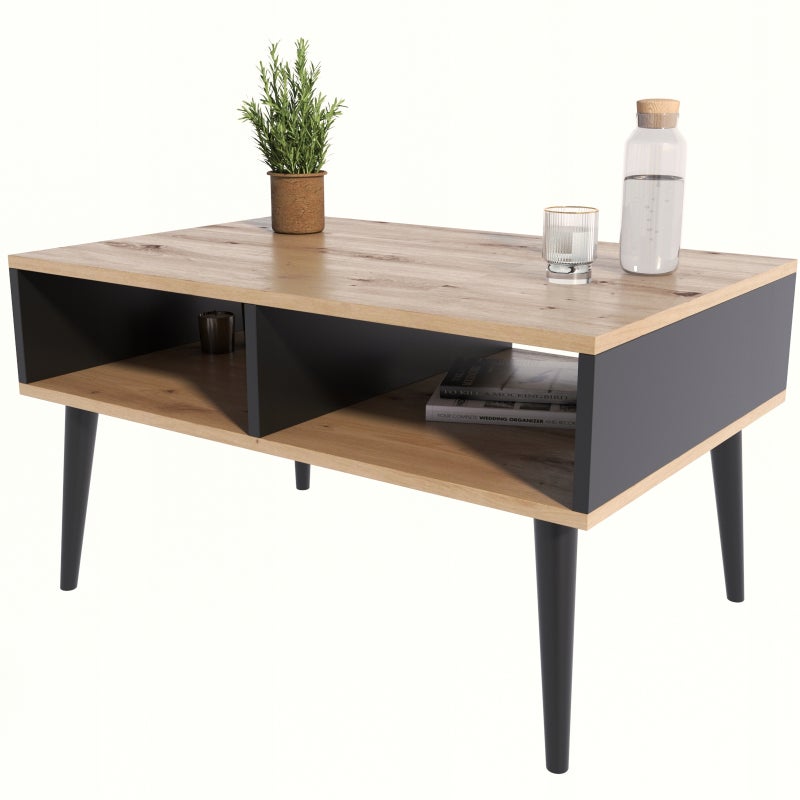 Ława ISLA dąb artisan-czarny-czarny stolik kawowy skandynawski PER