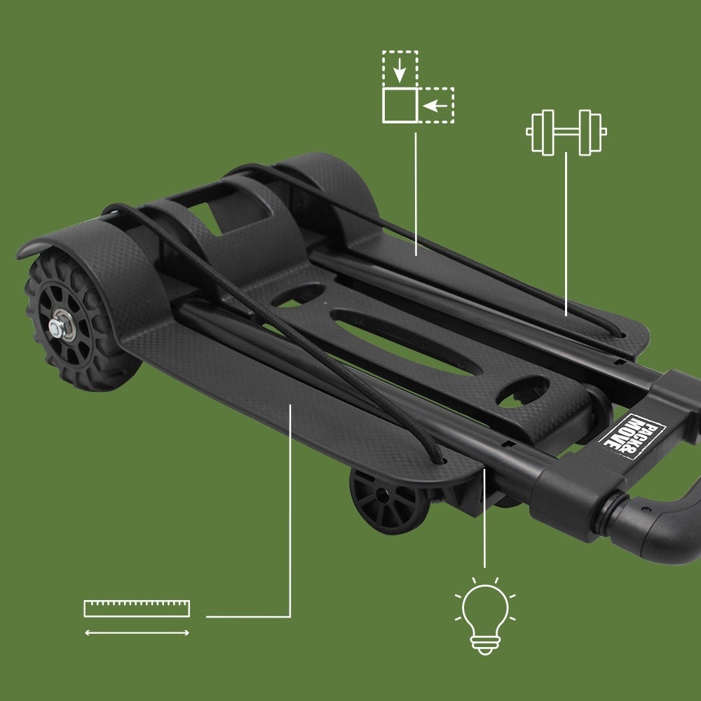 Pack and Move - Carrinho de mão dobrável - 50 kg - Movimentação e transporte - Leve compacto - Carrinho mão pequeno - telescópica - Tensor integrado - 3