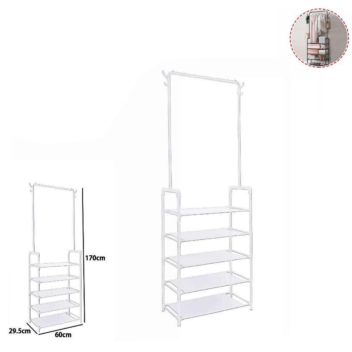 COM-FORT HOUSE Appendiabiti In Legno Con Clip In Metallo, 12 Pezzi Da 45 Cm, Ganci Girevoli In Acciaio Inox, Colore Bianco, Per Pantaloni E Gonne