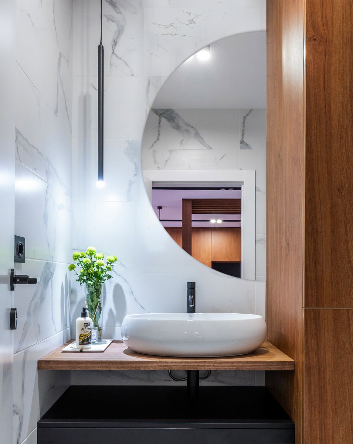 Specchio semicircolare moderno da parete, design elegante per soggiorno 25x50 cm, ArtPrintCave - 7