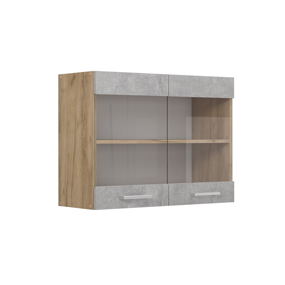 Vicco Szklana szafka kuchenna R-Line, Beton, 80 cm