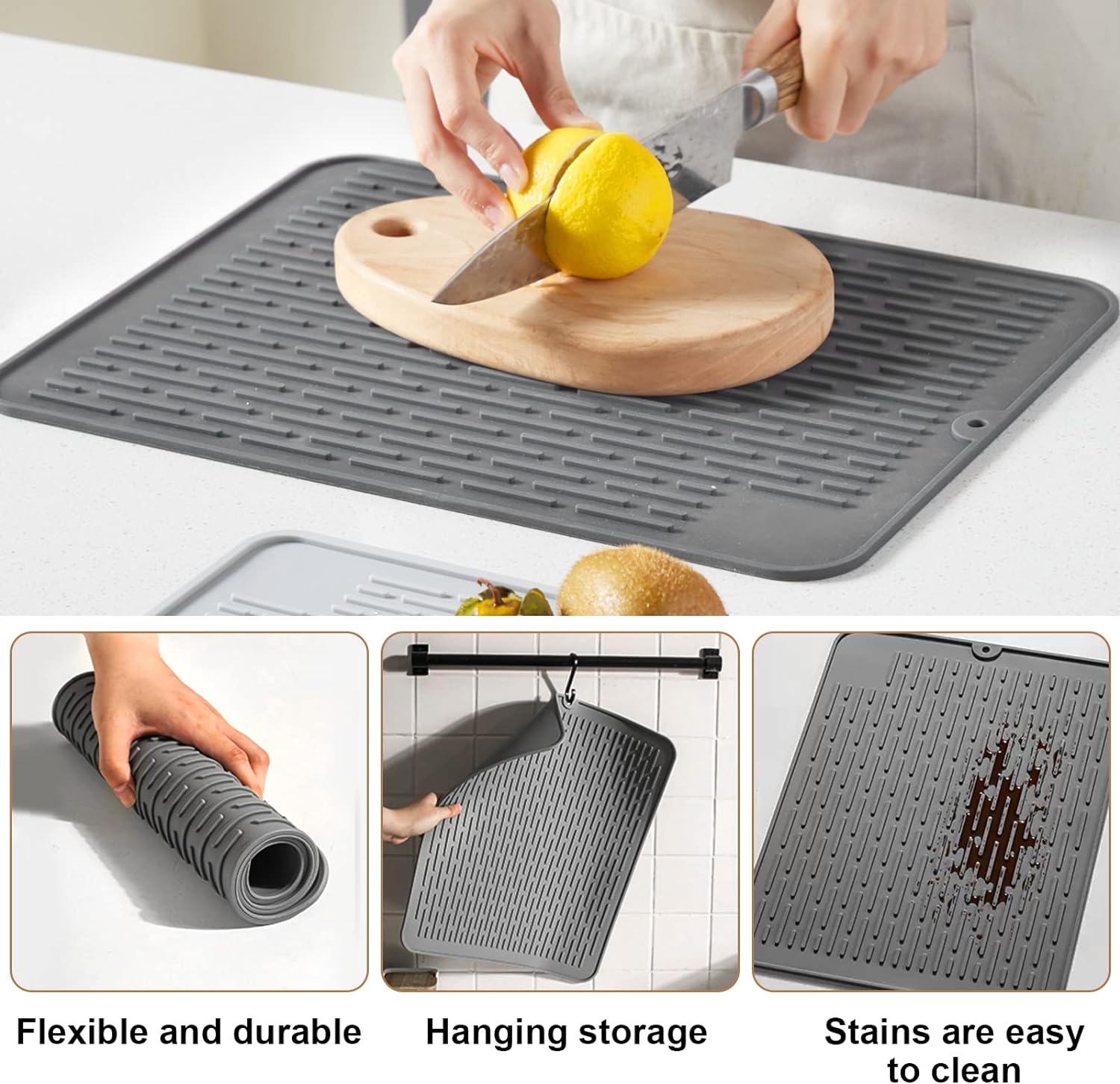 Tapis Egouttoir Vaisselle En Silicone, 40x50cm Tapis En