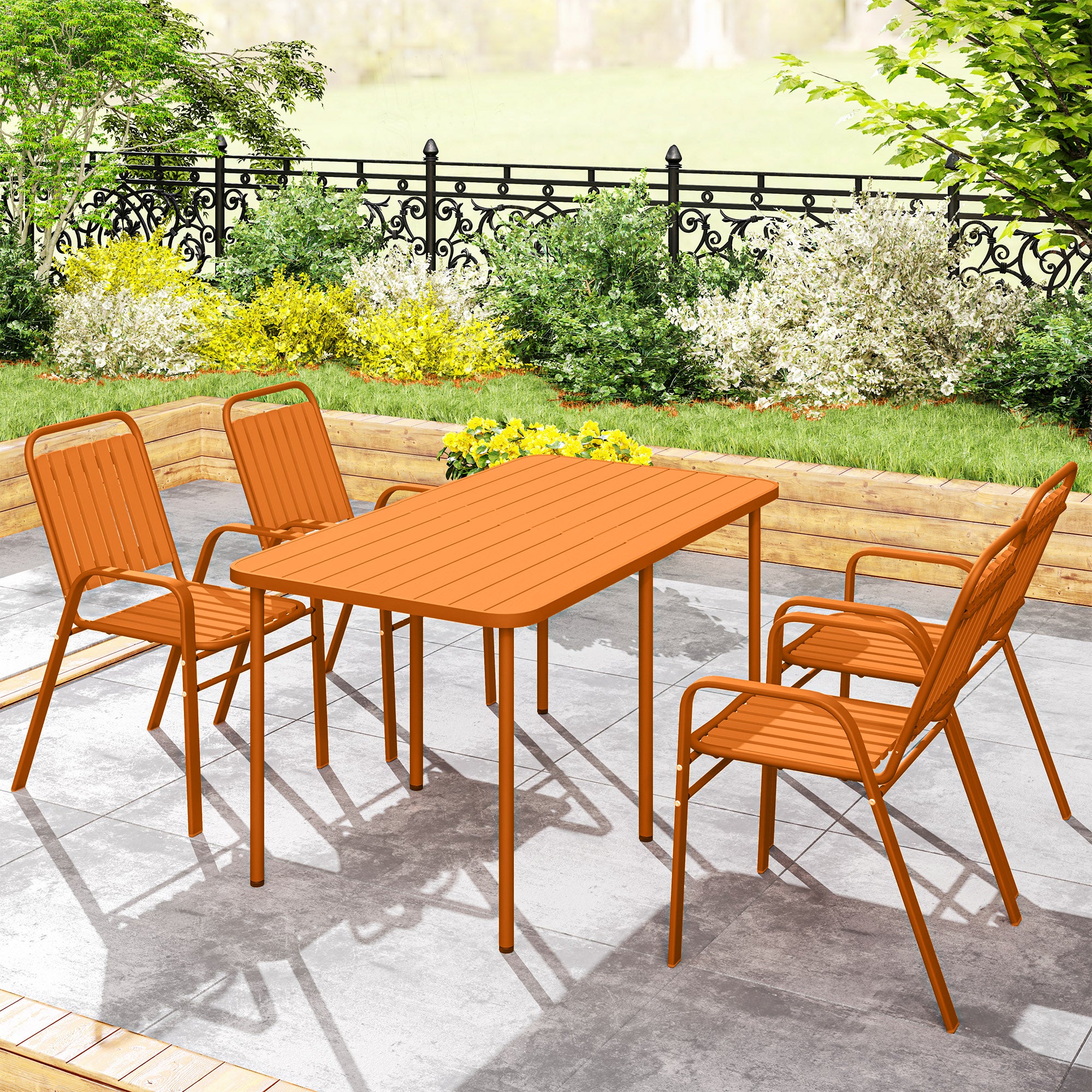 Lot de 4 chaises de jardin Acier Outsunny - 9