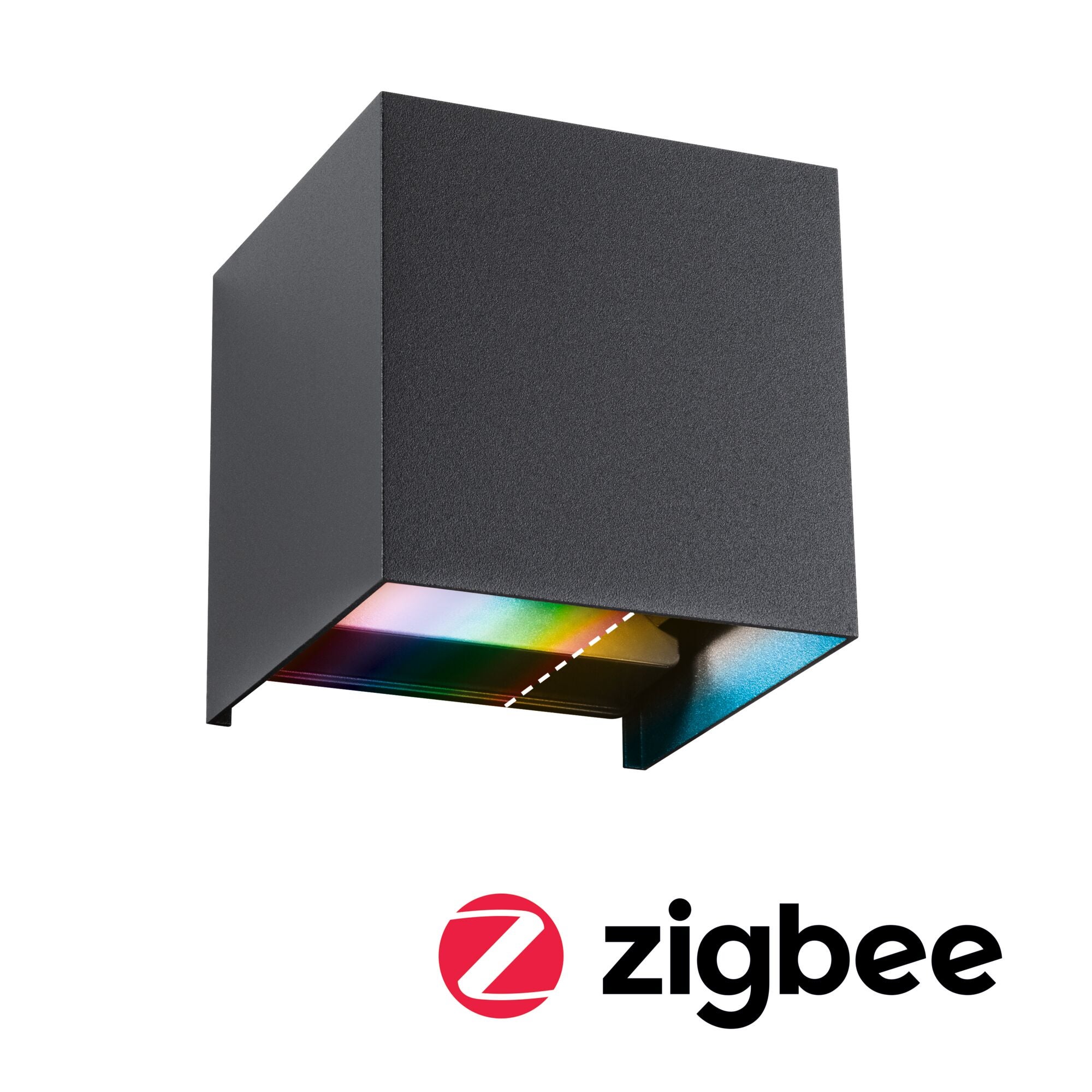 Applique LED Smart Home Zigbee 3.0 Cybo IP44 carré 100x100 mm RGBW+ 2x2,5W 2x150lm 230V Anthracite Aluminium