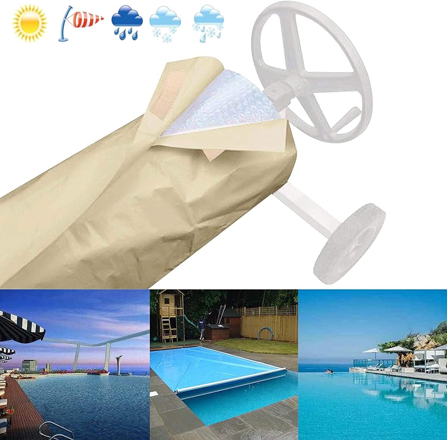 Couverture Bâche Piscine En Tissu Imperméable,Housse de protection d'extérieur de Piscine,550×96cm,gris - 5