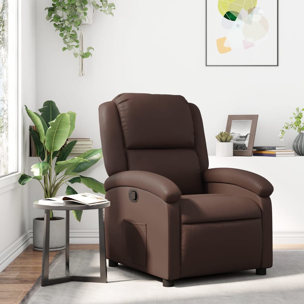 Silla reclinable de piel sintética marrón