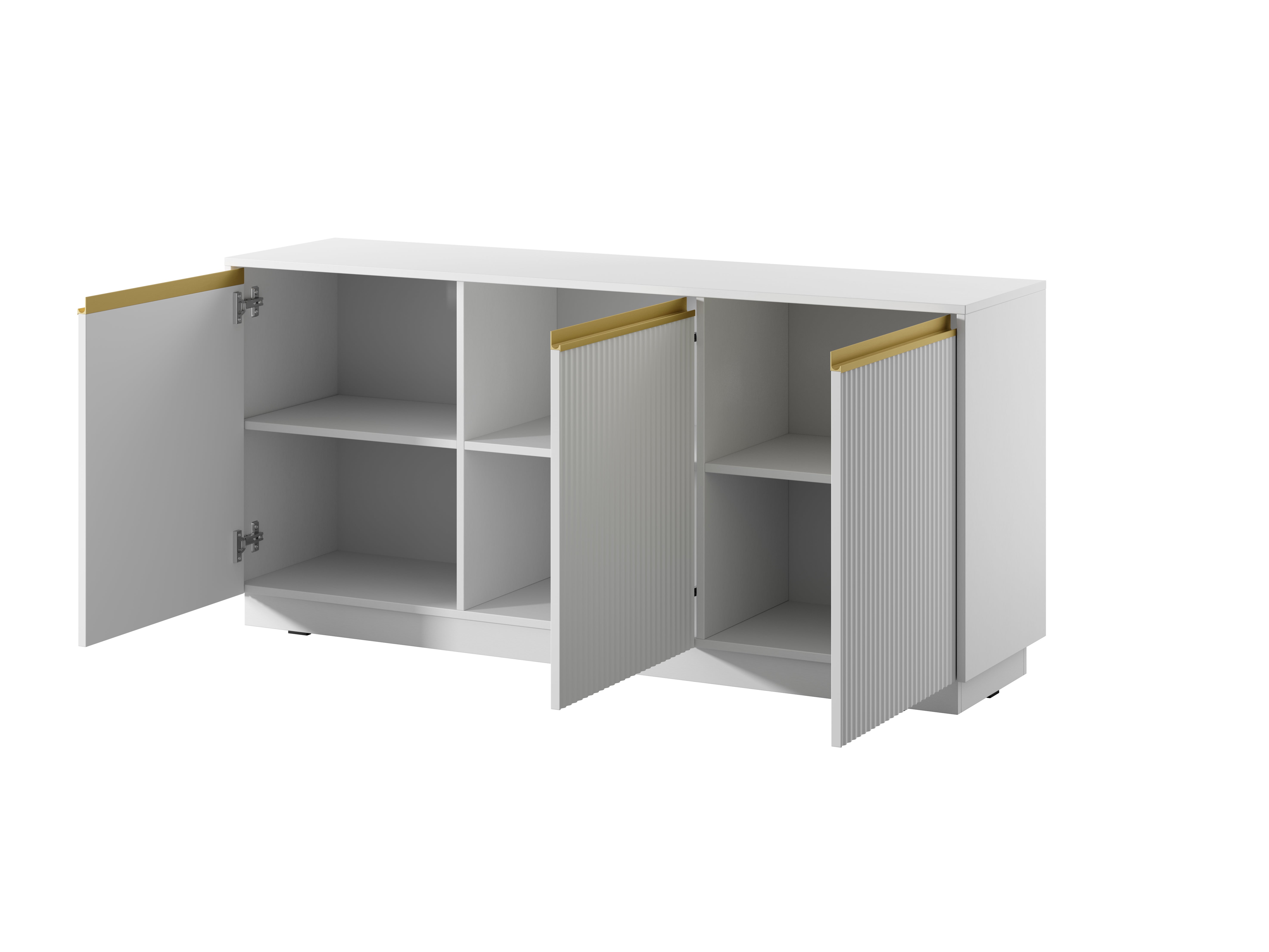 Komoda: 3 drzwi, 6 półek, matowa biel, 153,4 cm x 71,6 cm x 39 cm - 2