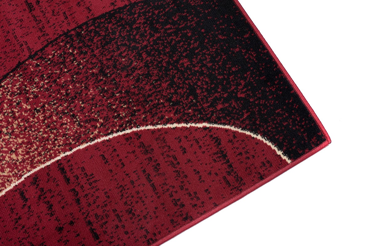 TAPISO Dream Tapis Salon Chambre Fin Rouge Beige Bordeaux Ondes Vagues Poil Court Doux 140 x 200 cm - 5