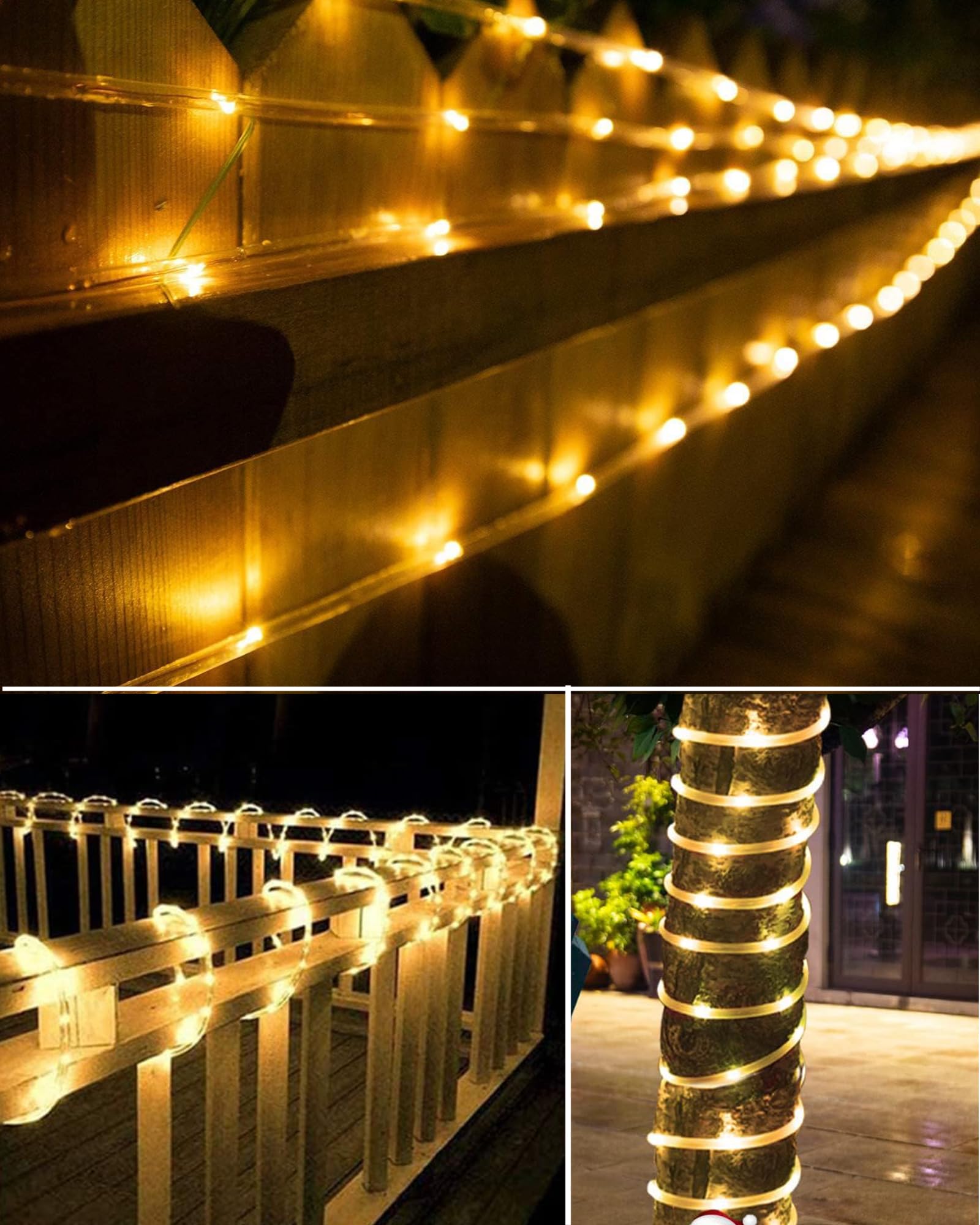 Guirlande Solaire Extérieur Tube, 12m 100 LED Guirlande Lumineuse Solaire 8 Modes, Etanche, Décoration pour Jardin, terrasse, Balcon (Blanc Chaud) - 5