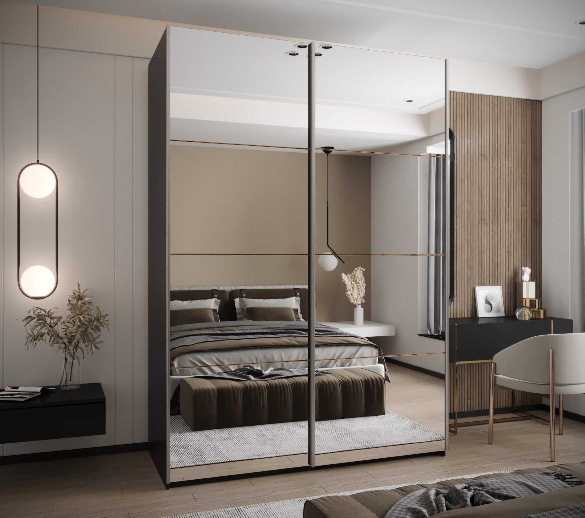 Szafa przesuwna wysoka Lux 2 170 x 64 x 245,5 cm czarny + artisan + u. srebrny - Abiks Meble - 2